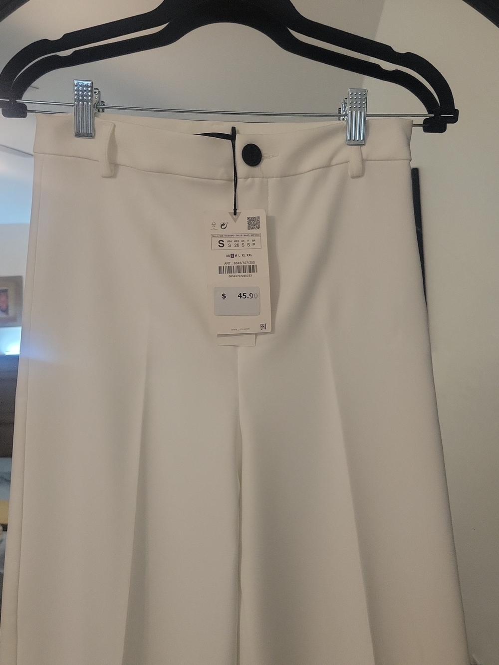 Zara Cream Wide-Leg High-Waist Pants - Picture 3 of 4